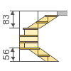 Calcul des dimensions principales des escaliers avec étapes de rotation et d'inclinaison 180 degrés.