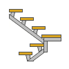 Расчет размеров металлической лестницы с поворотом на 180 градусов.