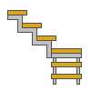 חישוב הגודל של מדרגות מתכת עם סיבוב 90 מעלות, מיתרי רובי זיגזג.