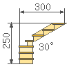 計算的主要尺寸與旋轉 90 度和水準旋轉樓梯。