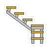 Τον υπολογισμό του μεγέθους του μεταλλικές σκάλες με στροφή στις 90 μοίρες.