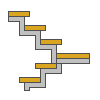 Calculating the size of metal stairs with 180-degree turn and bowstring zigzag.